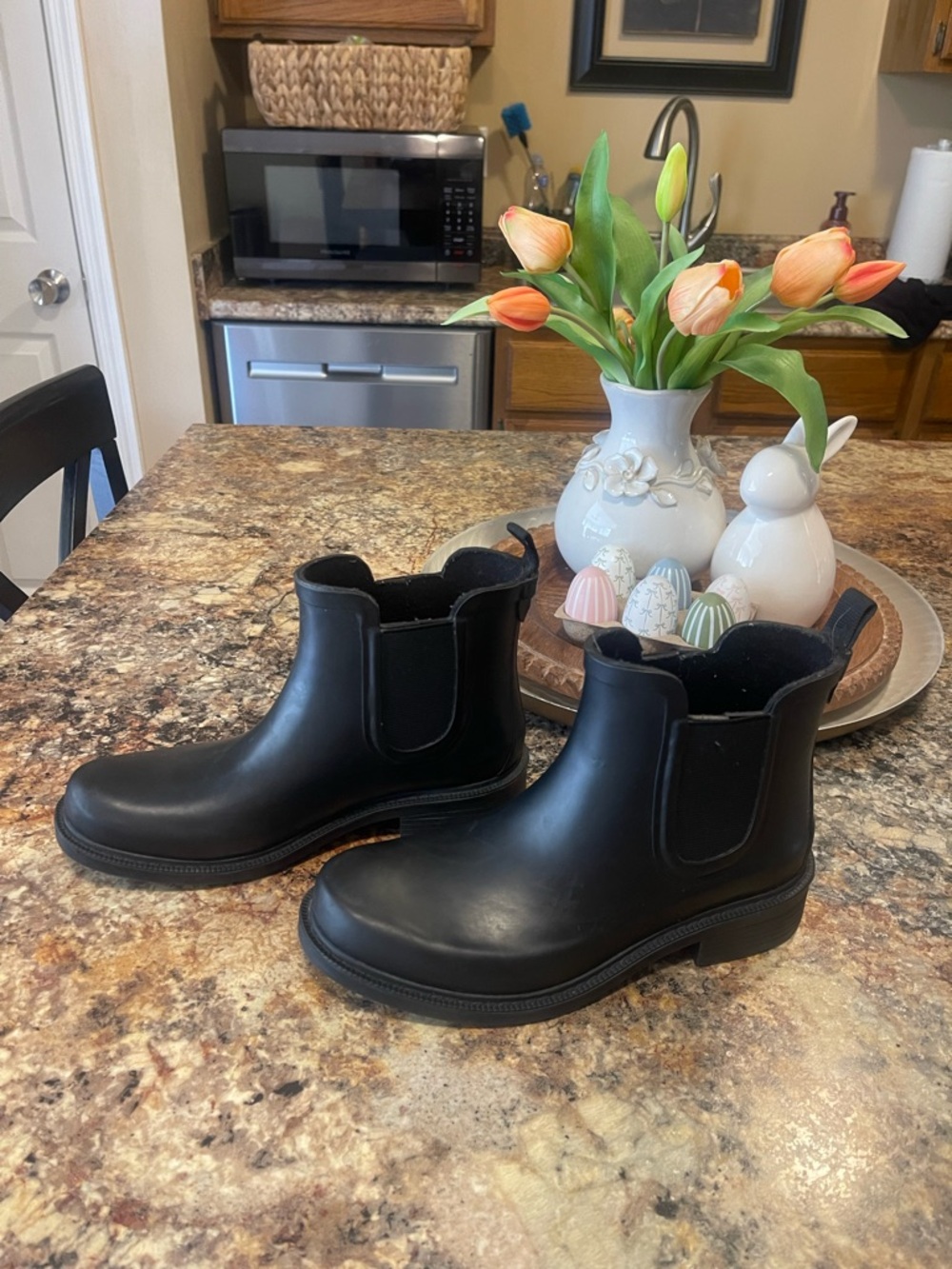 Madewell Black Chelsea Ankle Rain Boots